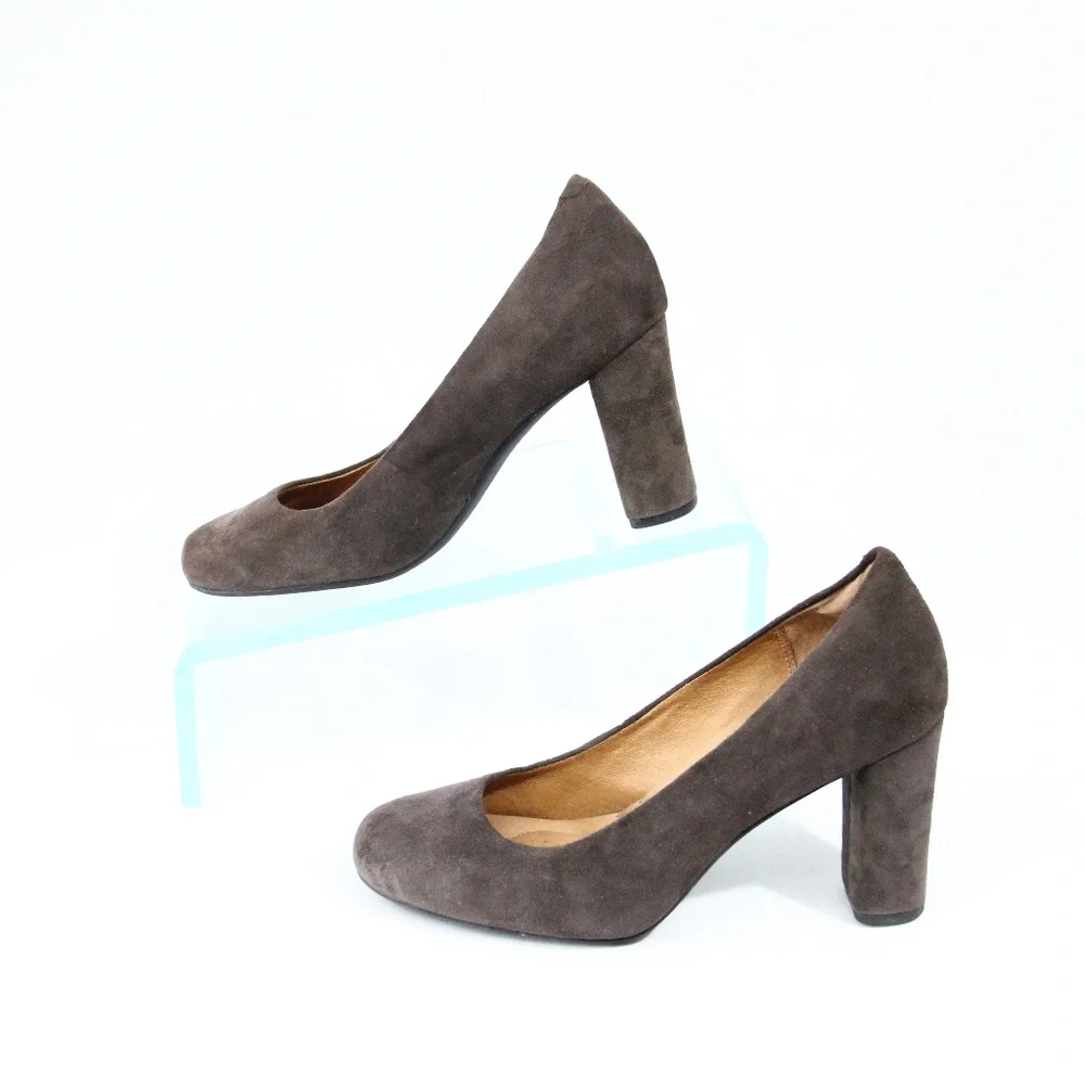 Clarks Brown Suede Pumps Women Heels - Picture 5 of 7